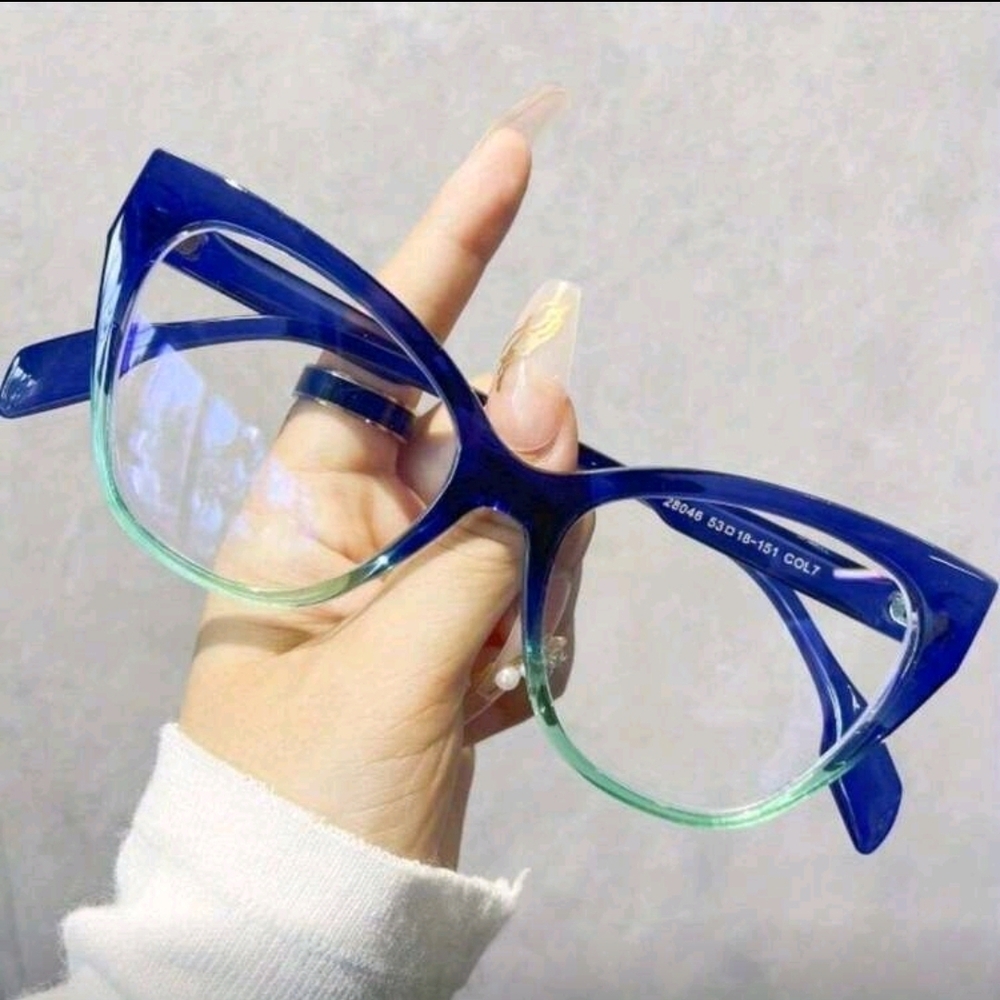 Blue-to-Green Ombre Cat-Eye Women's Glasses